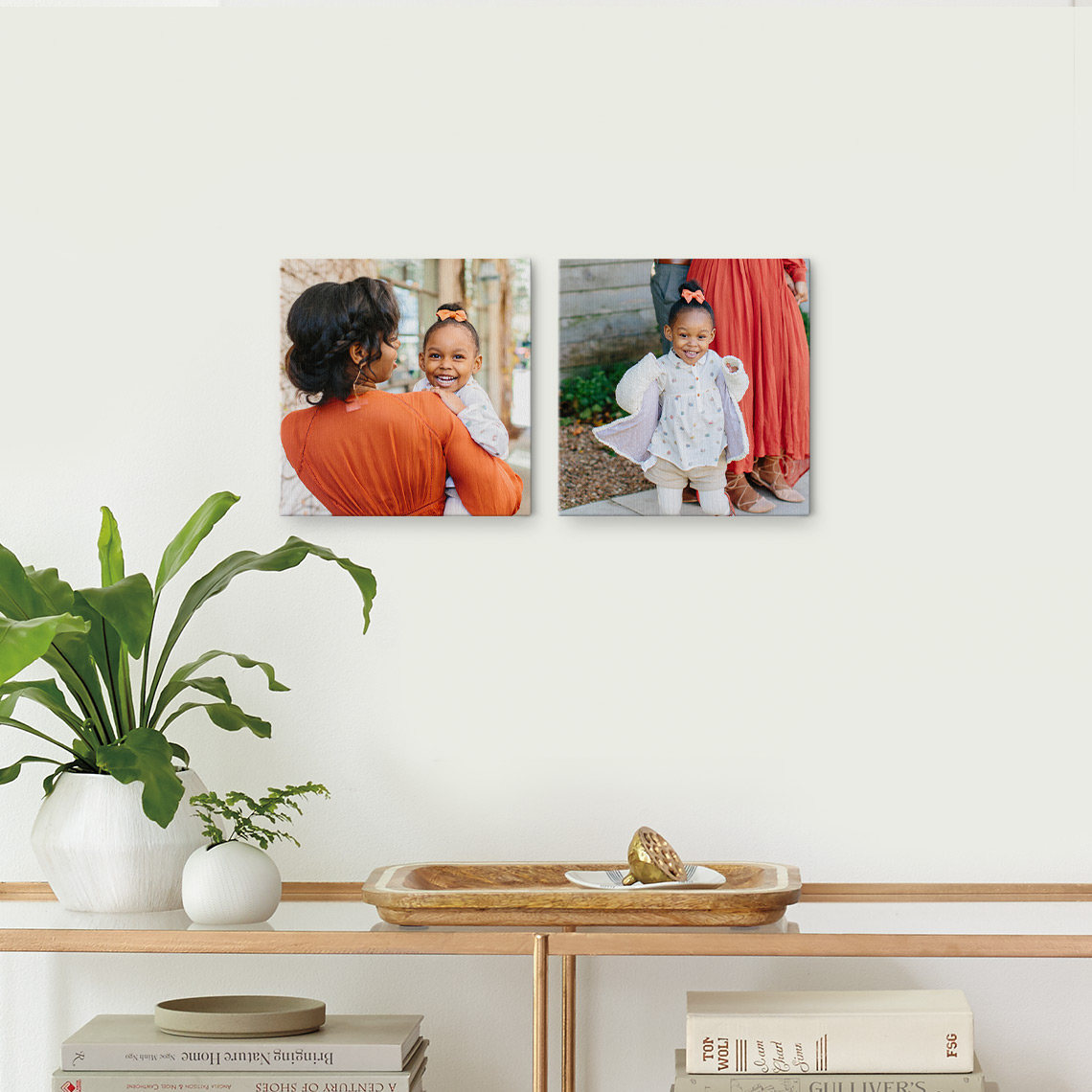An image of Personalised Set Of 2 8" x 8" Slim Canvas Photo Prints | By Truprint